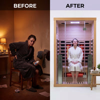 LumaTherm PureGlow Infrared Sauna Cabin — Before & After
